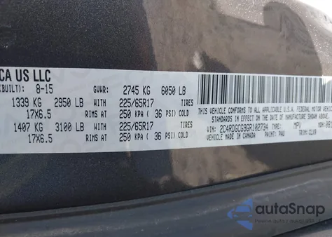 2016 Dodge Grand Caravan Sxt from USA, damaged, VIN 2C4RDGCG9GR102734